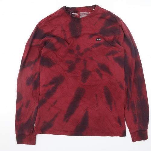 Vans Men's Red Tie Dye Long Sleeve Classic Fit T-Shirt Size S