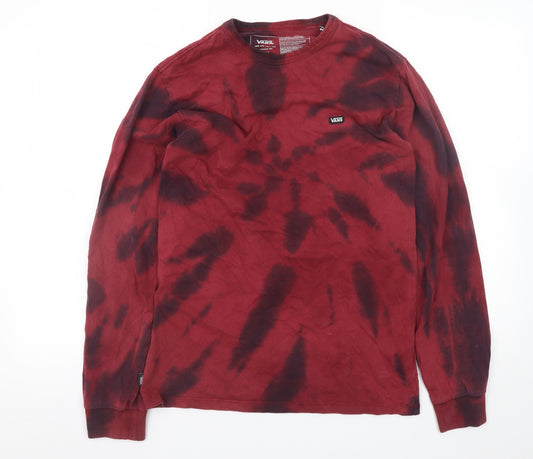 Vans Men's Red Tie Dye Long Sleeve Classic Fit T-Shirt Size S