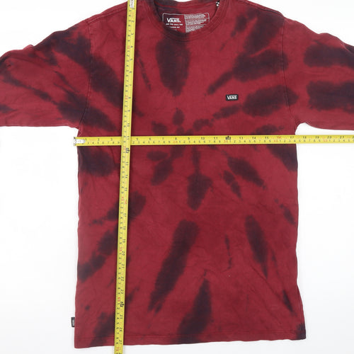 Vans Men's Red Tie Dye Long Sleeve Classic Fit T-Shirt Size S