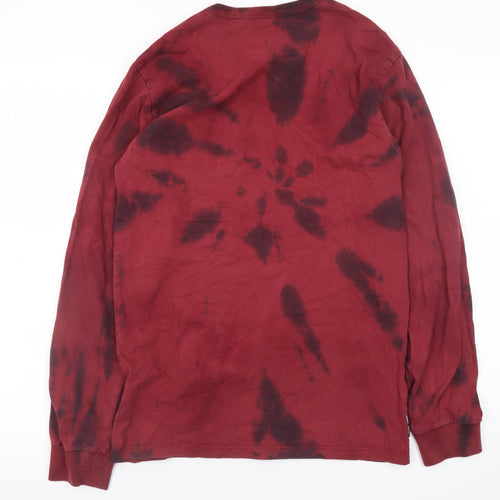Vans Men's Red Tie Dye Long Sleeve Classic Fit T-Shirt Size S