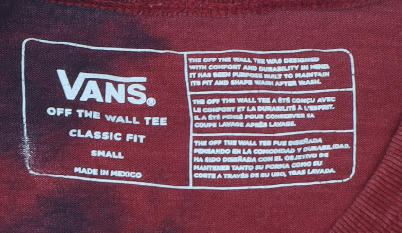 Vans Men's Red Tie Dye Long Sleeve Classic Fit T-Shirt Size S