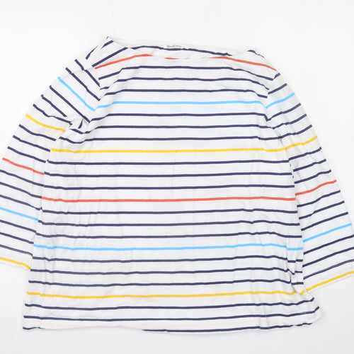 WoolOvers Womens Multicoloured Striped Cotton 3/4 Sleeve T-Shirt L