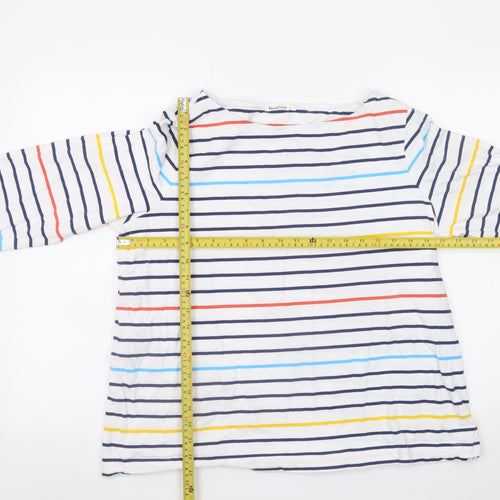WoolOvers Womens Multicoloured Striped Cotton 3/4 Sleeve T-Shirt L