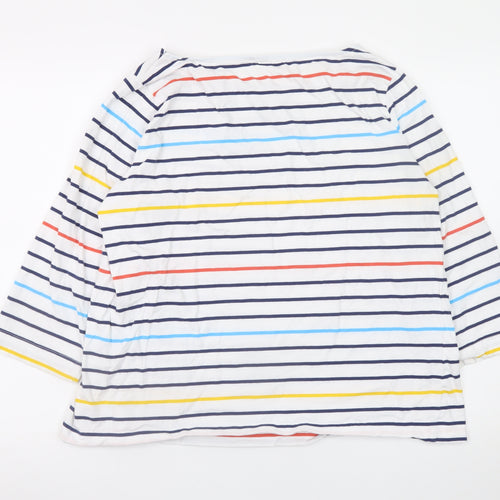 WoolOvers Womens Multicoloured Striped Cotton 3/4 Sleeve T-Shirt L