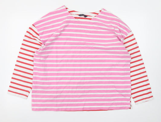 Marks and Spencer Women’s Multicoloured Striped Cotton Long Sleeve T-Shirt Size 20