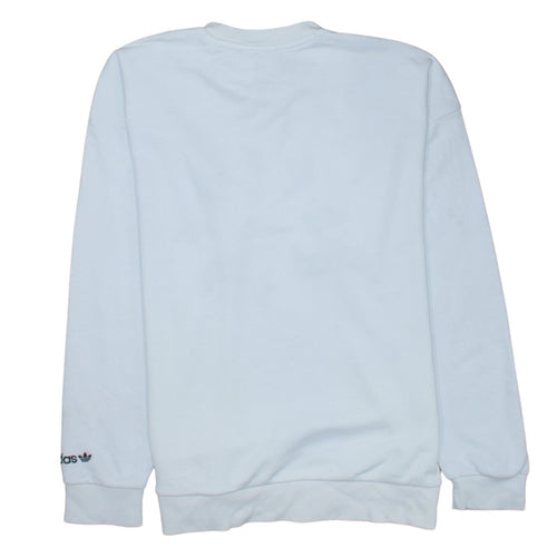 Adidas Women White Crew Neck Sweatshirt Size 10 Logo Print Pullover