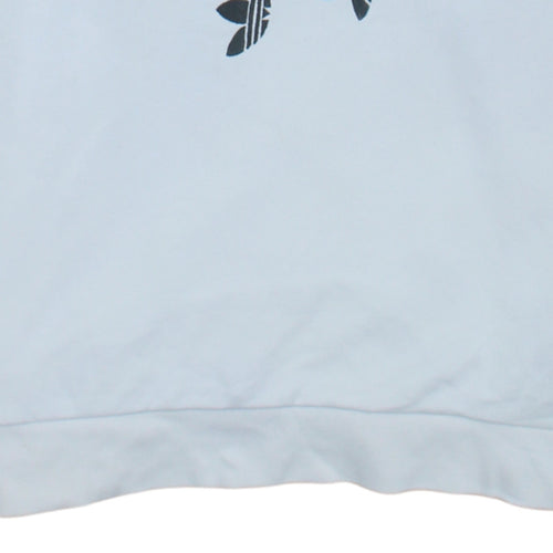Adidas Women White Crew Neck Sweatshirt Size 10 Logo Print Pullover