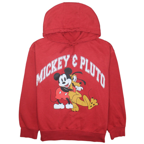 Disney Women Red Mickey & Pluto Pullover Hoodie Size 14/16