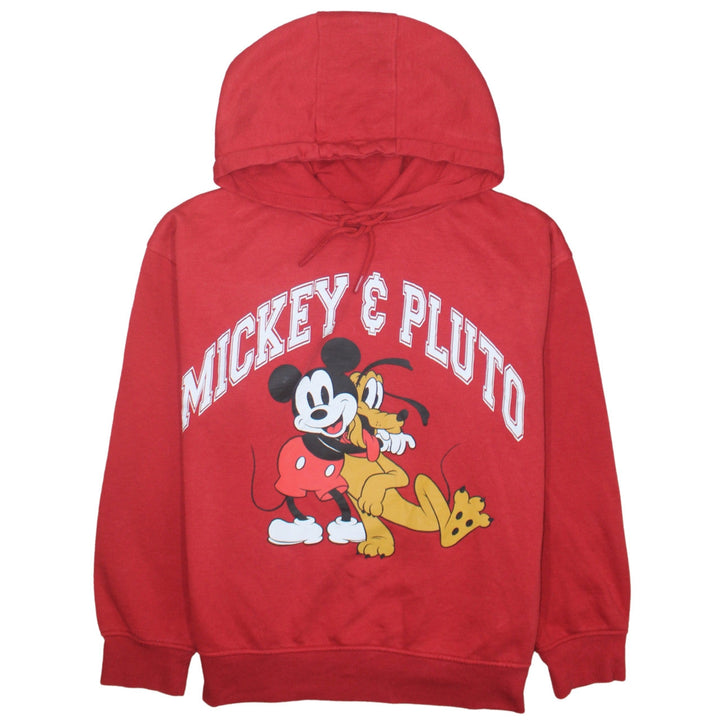 Disney Women Red Mickey & Pluto Pullover Hoodie Size 14/16