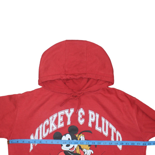 Disney Women Red Mickey & Pluto Pullover Hoodie Size 14/16