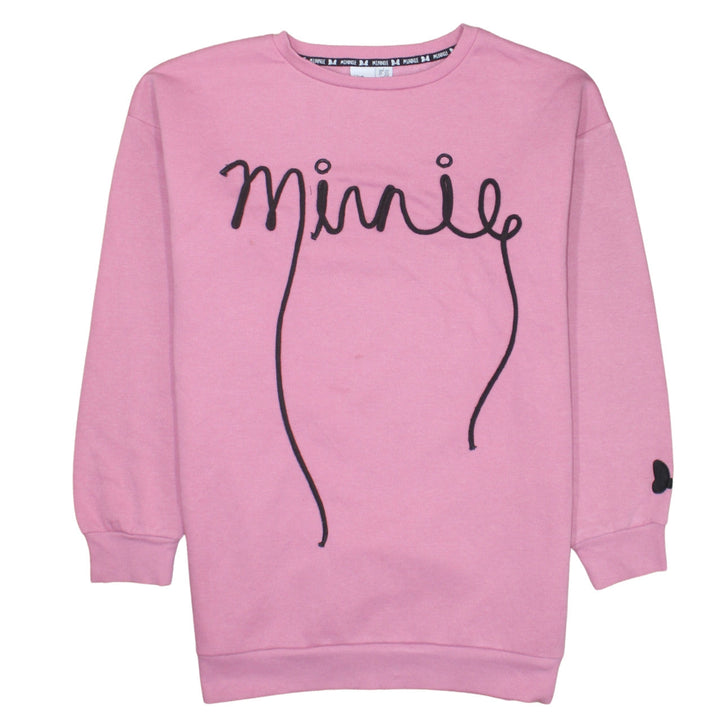 Disney Women Pink Minnie Crew Neck Pullover Sweatshirt Size L