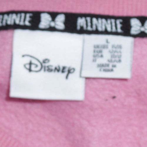 Disney Women Pink Minnie Crew Neck Pullover Sweatshirt Size L