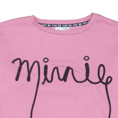 Disney Women Pink Minnie Crew Neck Pullover Sweatshirt Size L