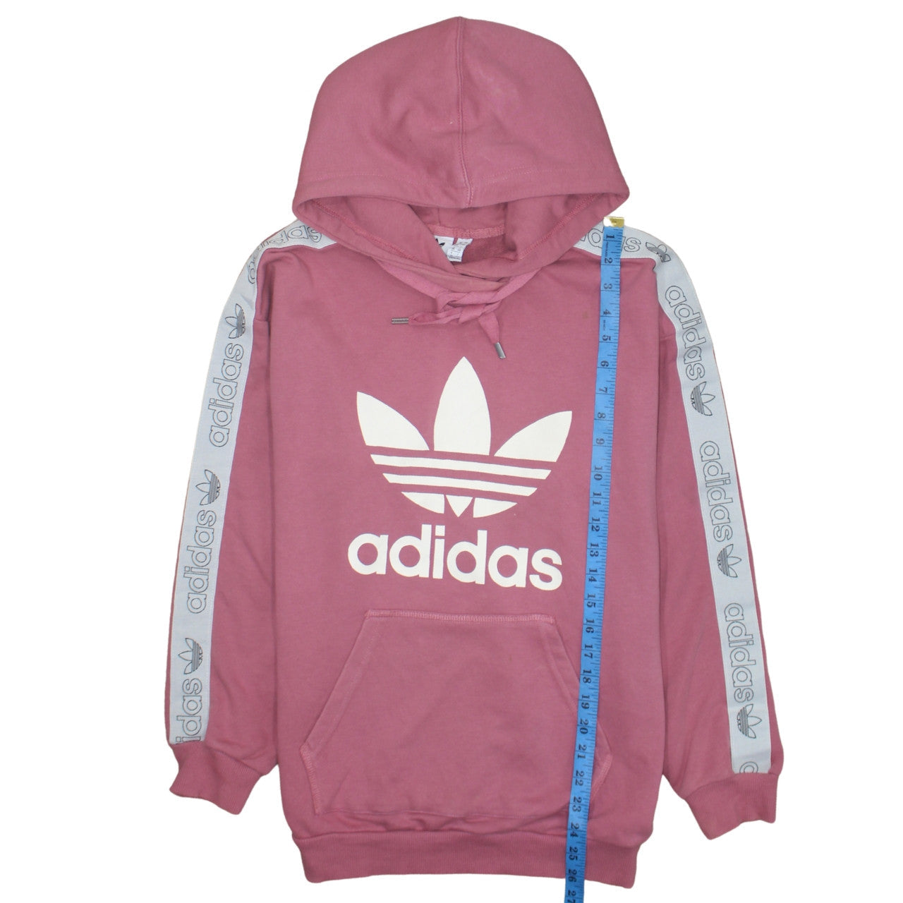 Adidas Womens Pink Pullover Hoodie Size 12 Logo Hooded Sweatshirt