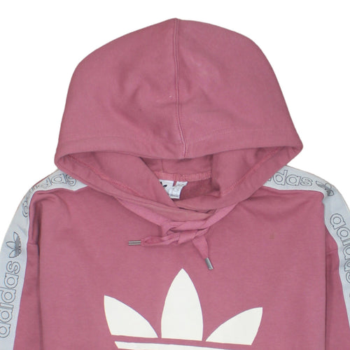 Adidas Womens Pink Pullover Hoodie Size 12 Logo Hooded Sweatshirt
