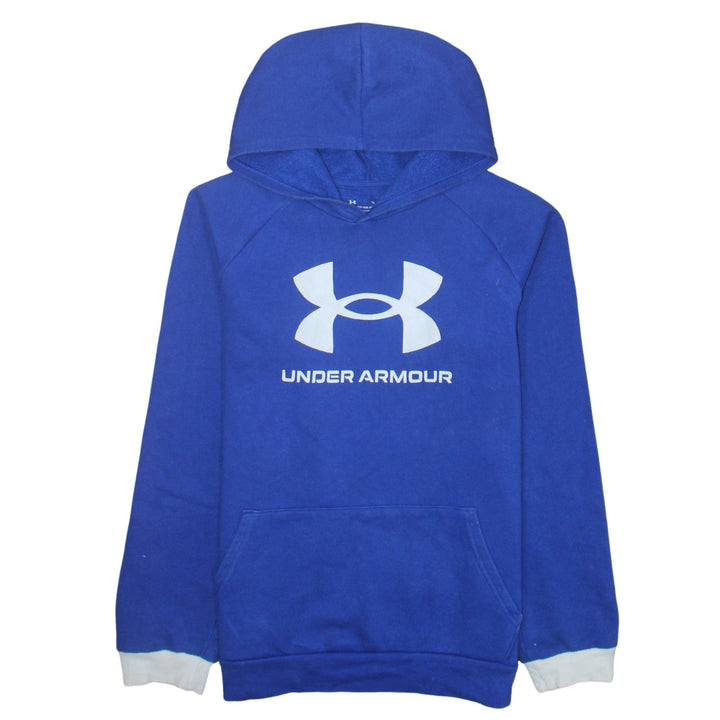 Under Armour Boys Blue Pullover Hoodie XL (158) Fleece Logo Sportswear