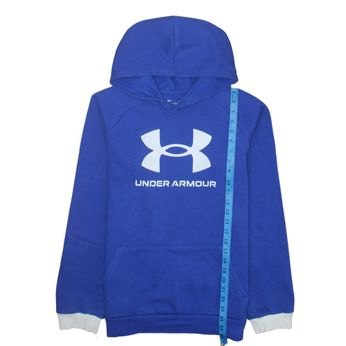 Under Armour Boys Blue Pullover Hoodie XL (158) Fleece Logo Sportswear