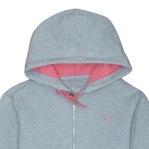 Nike Women's Grey Full Zip Hoodie Size M Pink Lined Sportswear