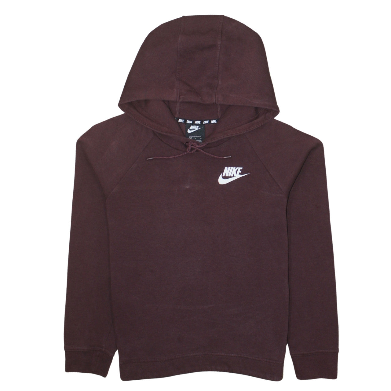 Nike Womens Burgundy Pullover Hoodie Size L Cotton Blend Logo