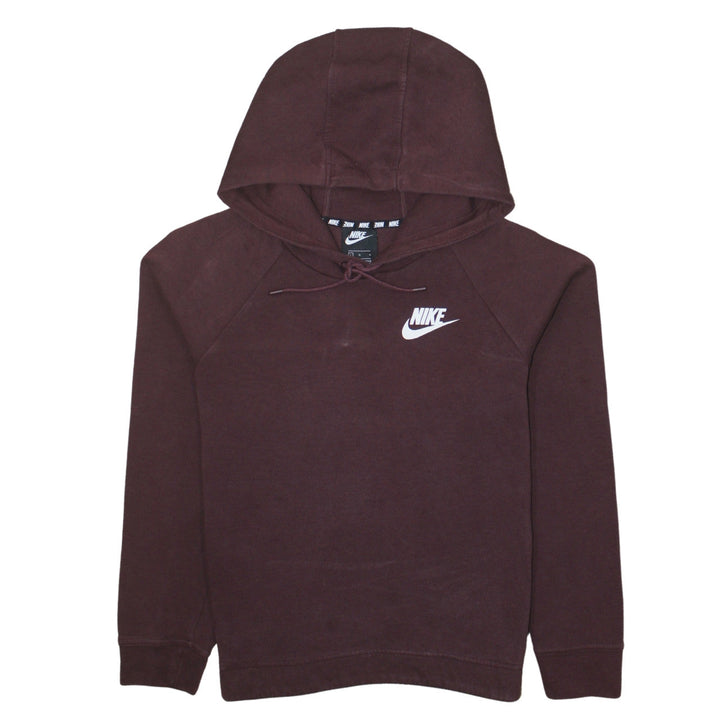Nike Womens Burgundy Pullover Hoodie Size L Cotton Blend Logo