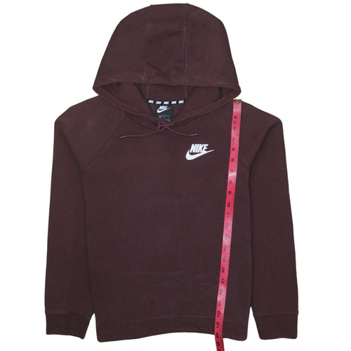 Nike Womens Burgundy Pullover Hoodie Size L Cotton Blend Logo