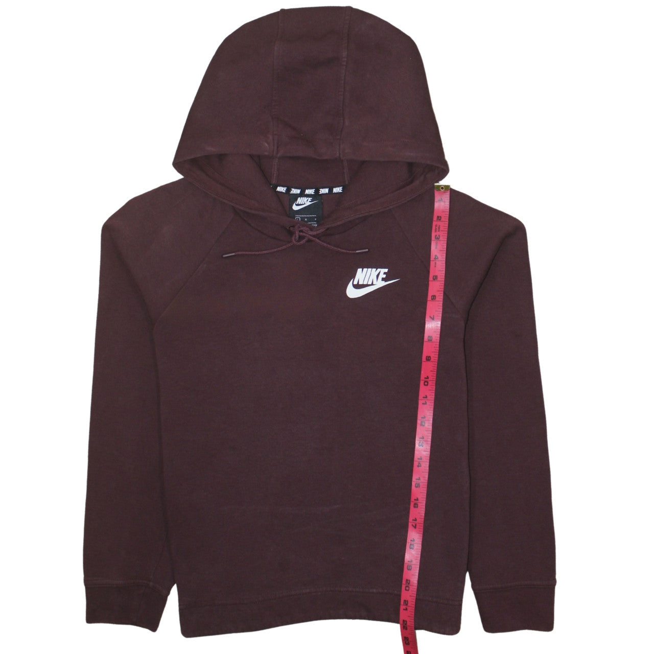 Nike Womens Burgundy Pullover Hoodie Size L Cotton Blend Logo