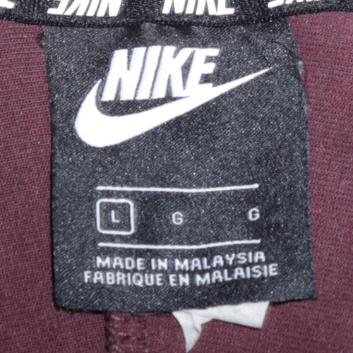 Nike Womens Burgundy Pullover Hoodie Size L Cotton Blend Logo