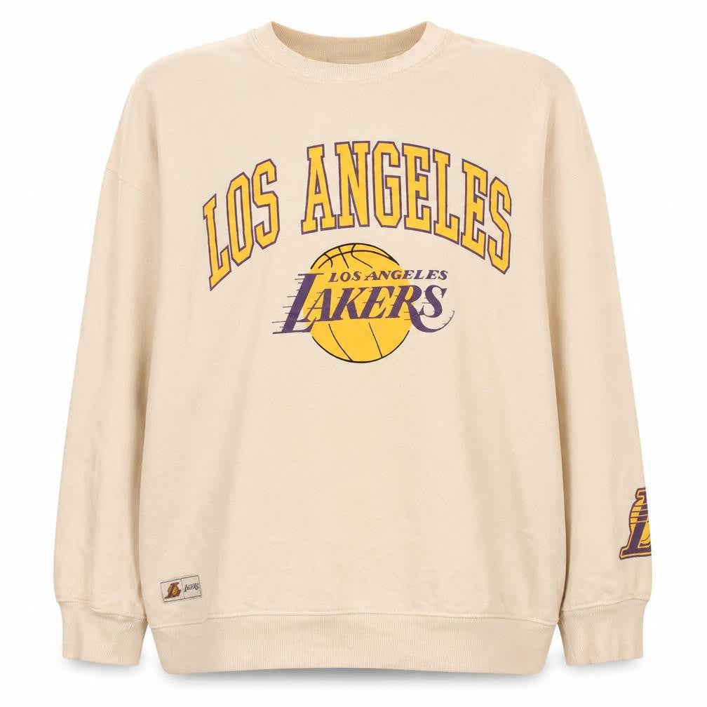 Front view of NBA Los Angeles Lakers Beige Women's M Pullover Sweatshirt