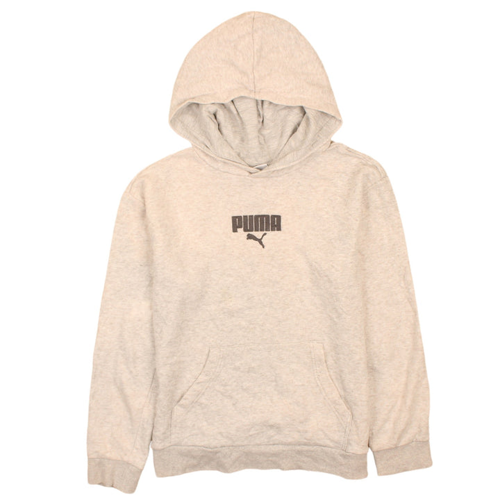 Puma Boys Beige Pullover Hoodie Size 16 Years Logo Fleece Sweatshirt