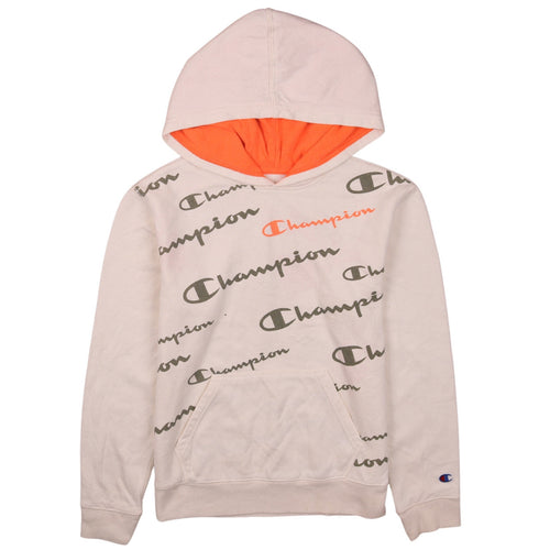 Champion Boys Beige Logo Pullover Hoodie Size L