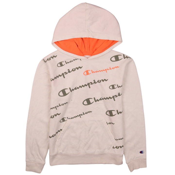 Champion Boys Beige Logo Pullover Hoodie Size L