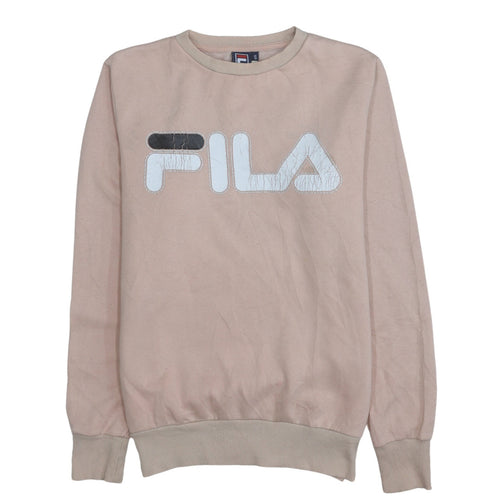 Fila Womens Beige Small Pullover Sweatshirt Logo Casual