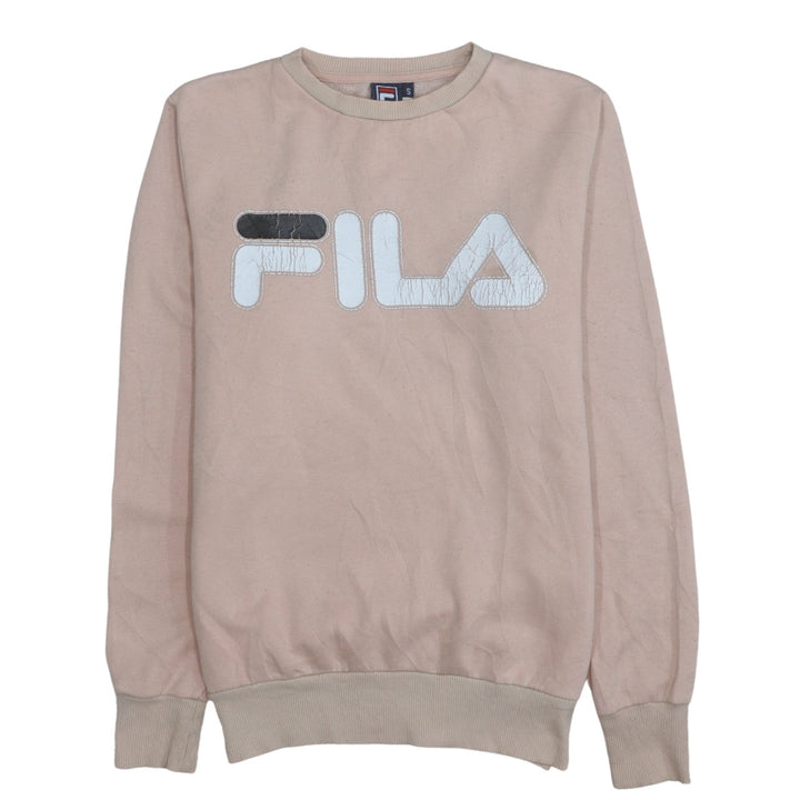 Fila Womens Beige Small Pullover Sweatshirt Logo Casual