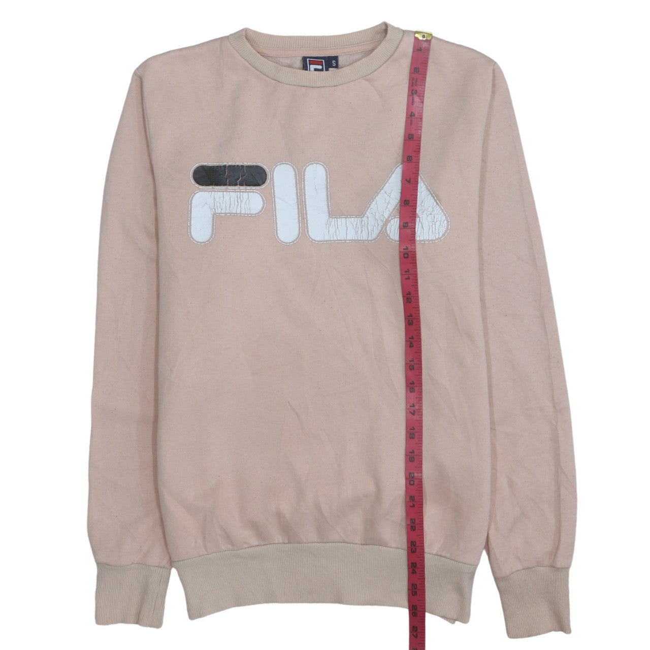 Fila Womens Beige Small Pullover Sweatshirt Logo Casual