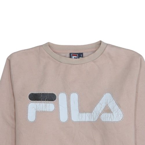 Fila Womens Beige Small Pullover Sweatshirt Logo Casual
