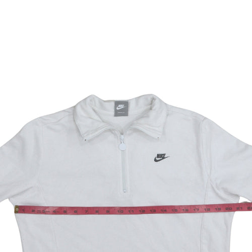 Nike Girls White 1/4 Zip Fleece Sweatshirt Size L 14-16 Sports Pullover