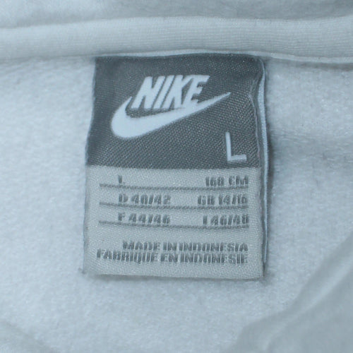 Nike Girls White 1/4 Zip Fleece Sweatshirt Size L 14-16 Sports Pullover