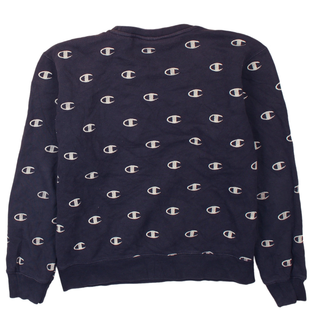 Champion Womens Navy Blue Crew Neck Logo Sweatshirt Size L