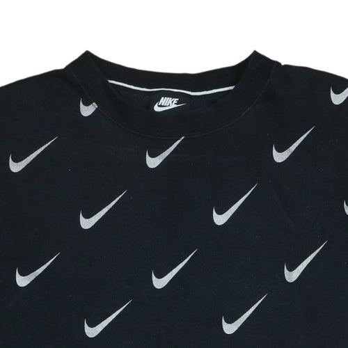 Nike Women’s Black Small Pullover Sweatshirt with All-Over Logo Print