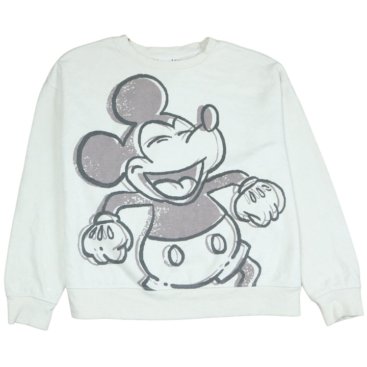 Disney Women White Mickey Mouse Pullover Sweatshirt Size S