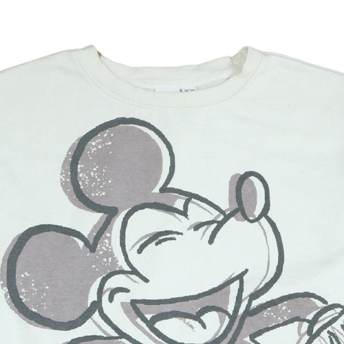 Disney Women White Mickey Mouse Pullover Sweatshirt Size S