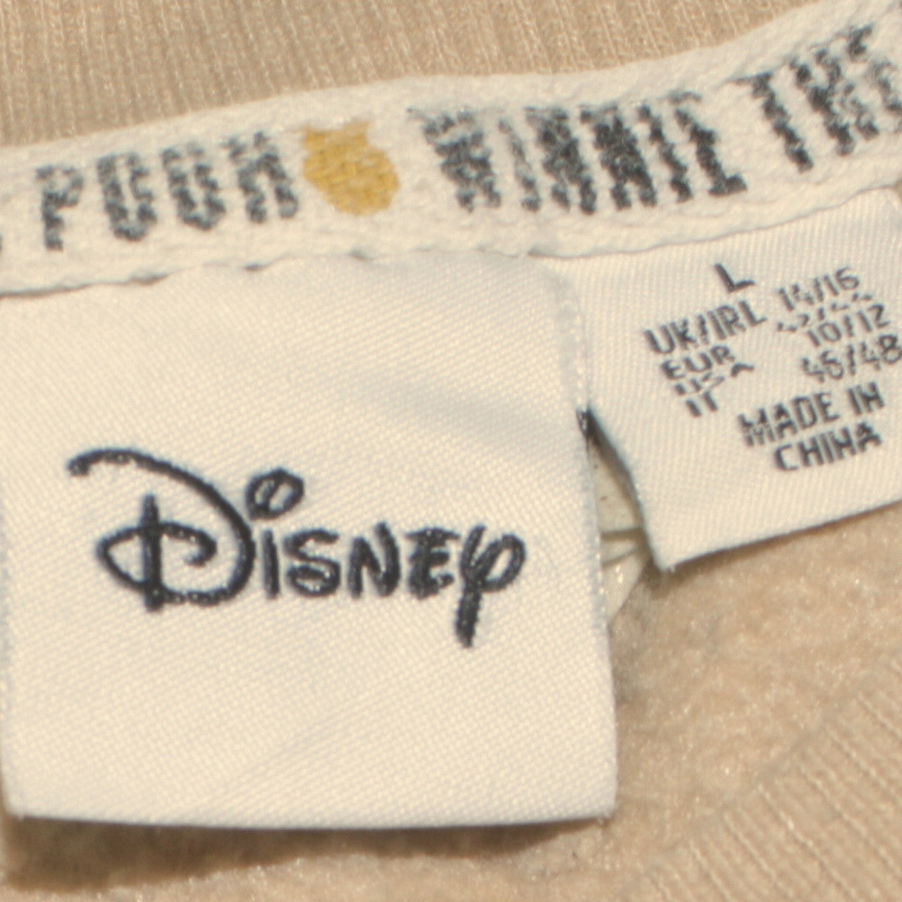 Disney Women Beige Winnie The Pooh Pullover Sweatshirt L