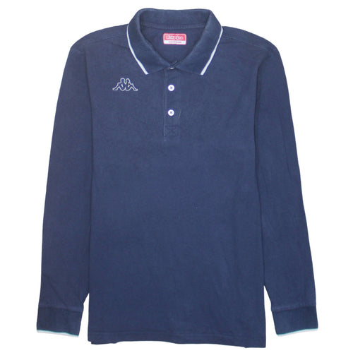 Kappa Men Blue Collared Long Sleeve Henley Sweatshirt Medium