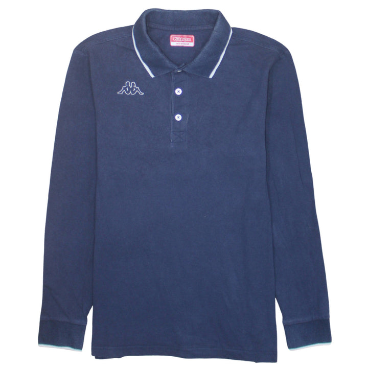Kappa Men Blue Collared Long Sleeve Henley Sweatshirt Medium