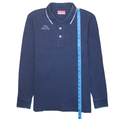 Kappa Men Blue Collared Long Sleeve Henley Sweatshirt Medium