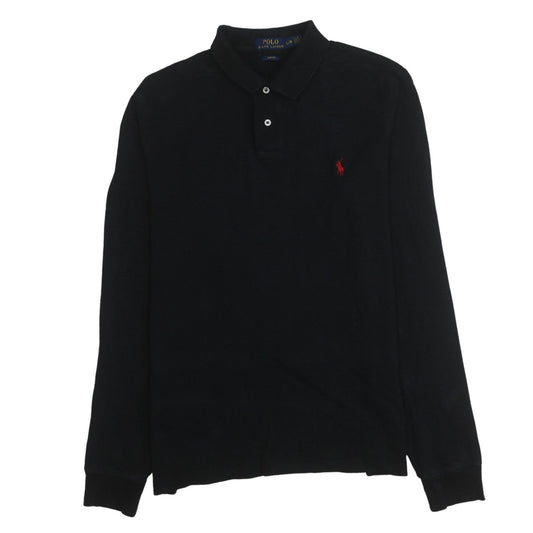 Ralph Lauren Men's Black Slim Fit Long Sleeve Polo Shirt L