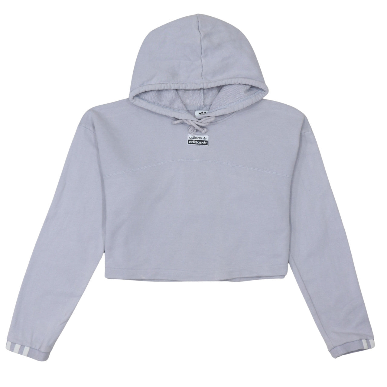 Adidas Womens Grey Cropped Pullover Hoodie Size 12