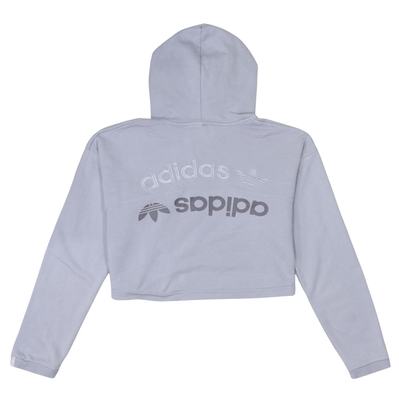 Adidas Womens Grey Cropped Pullover Hoodie Size 12