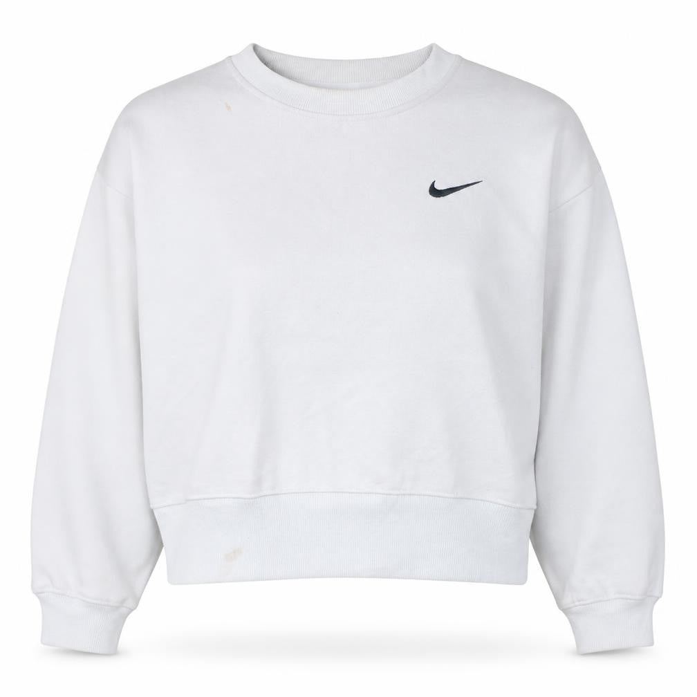Front view of Nike women’s white xl pullover sweatshirt crew neck cotton blend