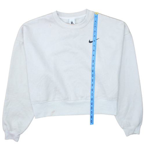 Nike Womens White XL Pullover Sweatshirt Crew Neck Cotton Blend